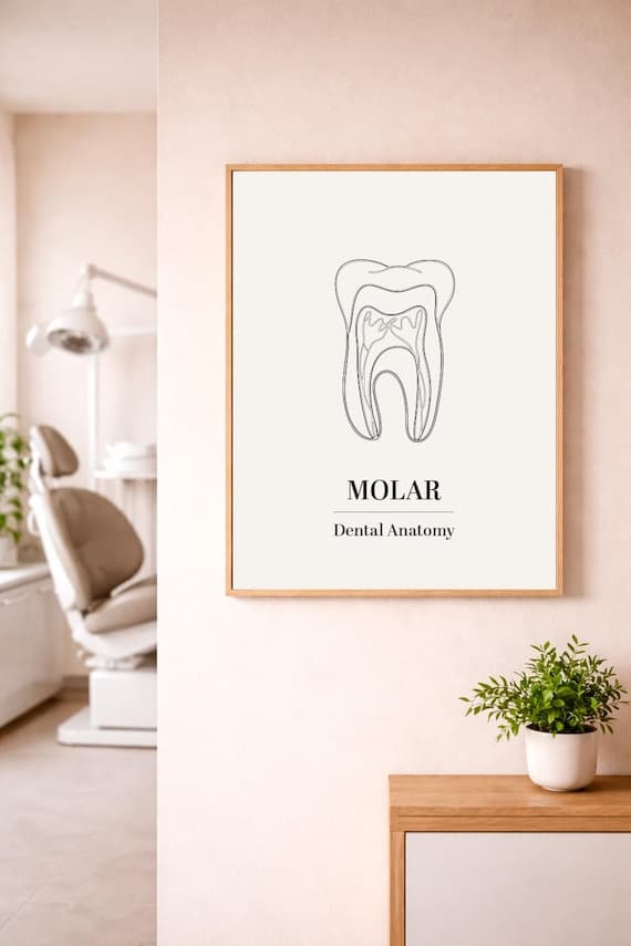 Molar Tooth Print Minimal Dental Wall Art