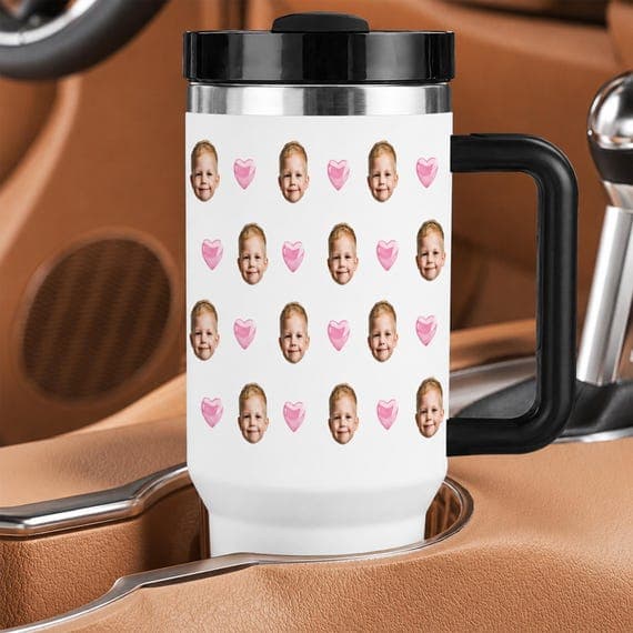 Personalized Grandma Tumbler with Baby Face Design