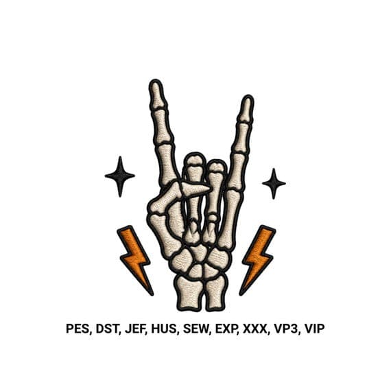 Skeleton Hand Embroidery Design File