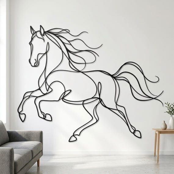Black steel horse wall art