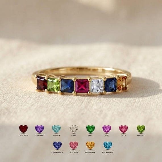 Personalized Birthstone Stackable Ring