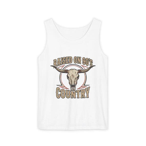 Raised on 90's Country Tank Top | Longhorn Skull Vintage Western Tee