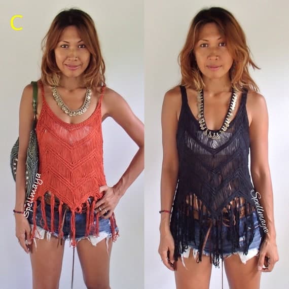 Bohemian Crochet Fringe Tank Top 10 colors,Boho Fringe Top,Summer cotton top,Bikini Cover up,Beach Top,Festival Macrame Top,Crop Top.