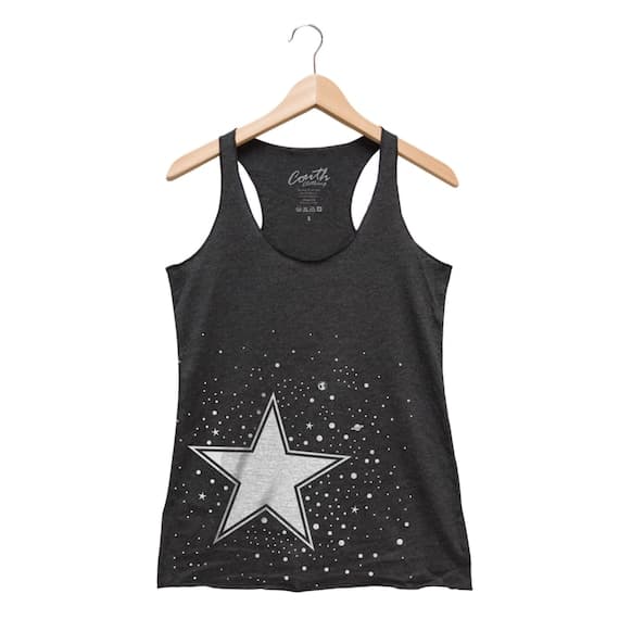 Star Graphic Racerback Tank Top: Tri-Blend Space Shirt