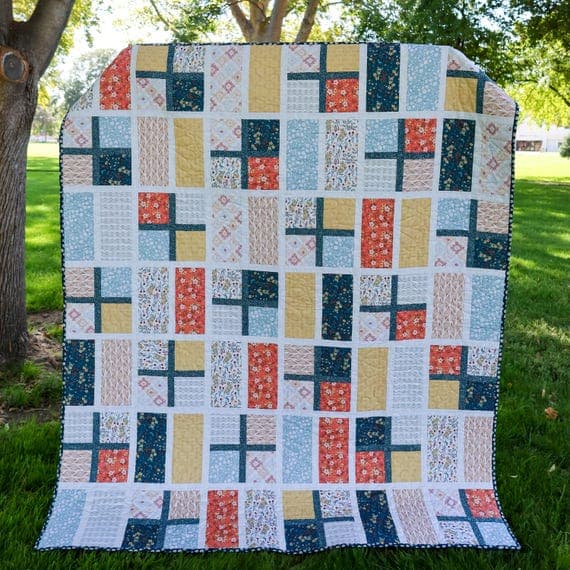 Apple cider autumn quilt kit with pre-cut cotton fabric