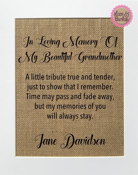 Rustic Burlap Memorial Sign