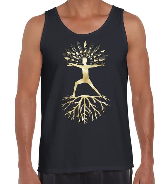 Yoga Tree of Life Virabhadrasana Warrior Pose Men's Tank Vest Top - Meditation Zen Yoga