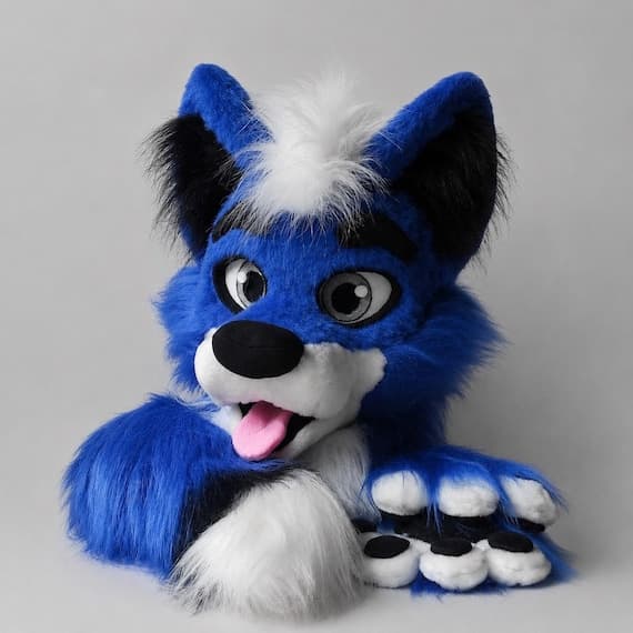 Blue Husky Fursuit Head with Accessories