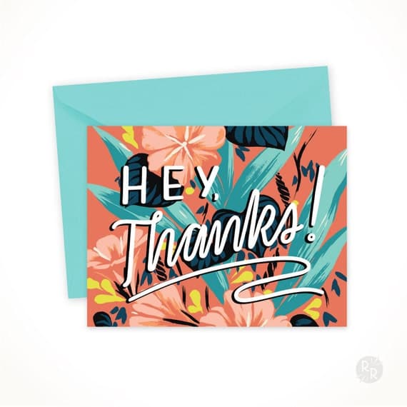 Modern floral thank-you note card