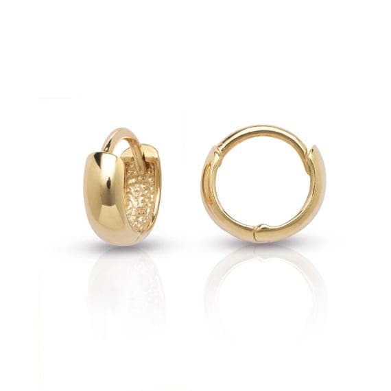 14k Gold Mini Domed Huggie Earrings