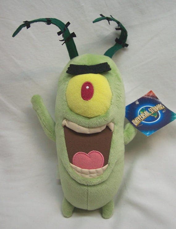 Plankton plush toy from SpongeBob SquarePants era