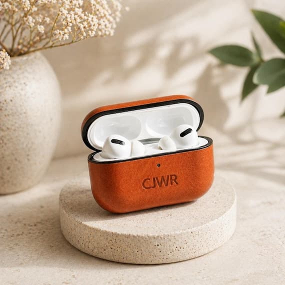 Personalized Vegan Leather AirPods Case