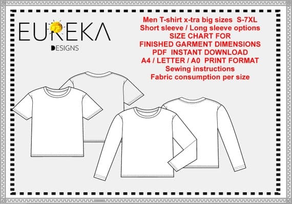 Oversized Unisex T-Shirt Sewing Pattern PDF