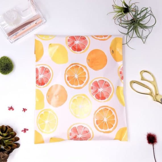 Citrus Pattern Poly Mailers 10 x 13 Inches