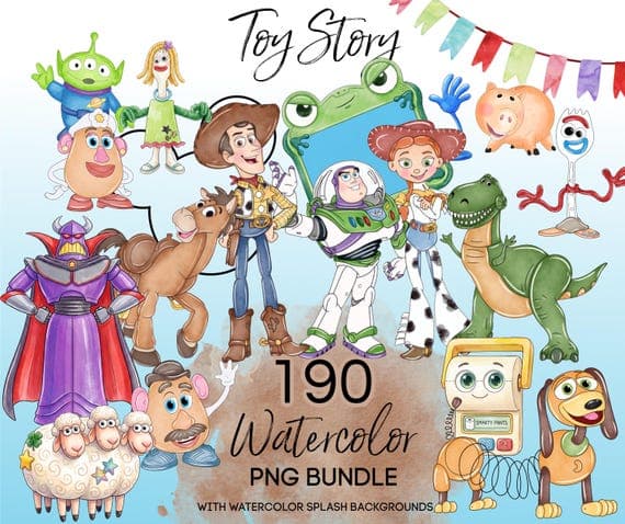 Toy Story Watercolor Clipart Bundle