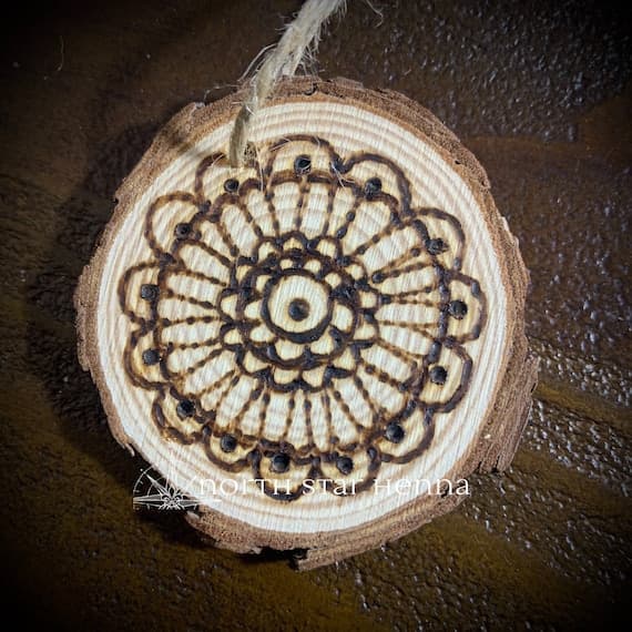 Hand-Burned Pine Wood Mini Ornament