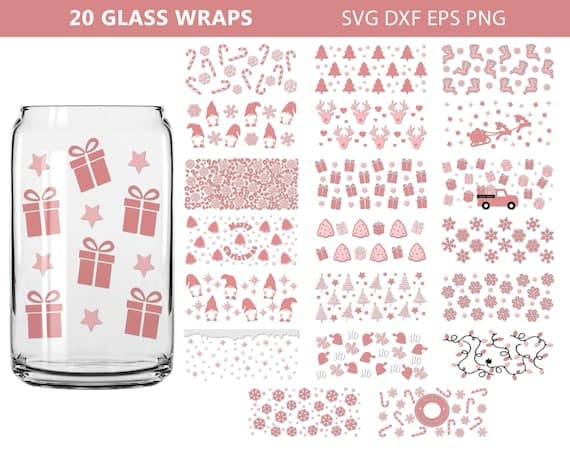 Christmas Can Glass Wrap Vector Graphic Bundle