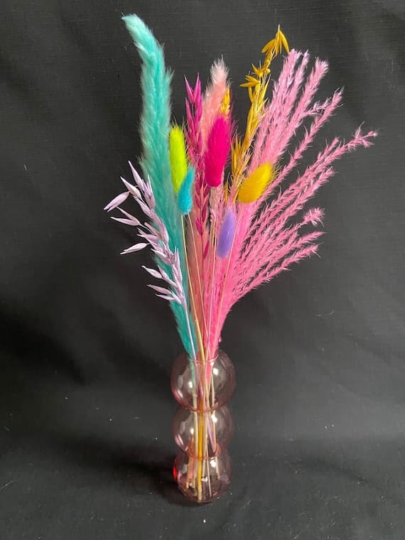 Pink and Blue Dried Flower Bouquet
