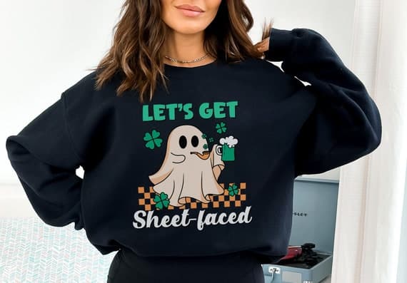 St Patrick's Day Retro Ghost Sweatshirt