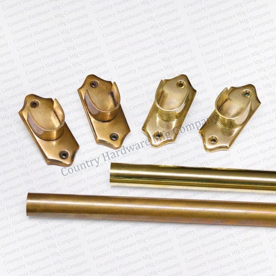 Antique Edwardian Inside Mount Brass Curtain Rod