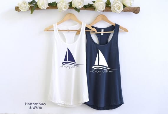 Sail Away with Me Tank Top, Nautical Boating Shirt