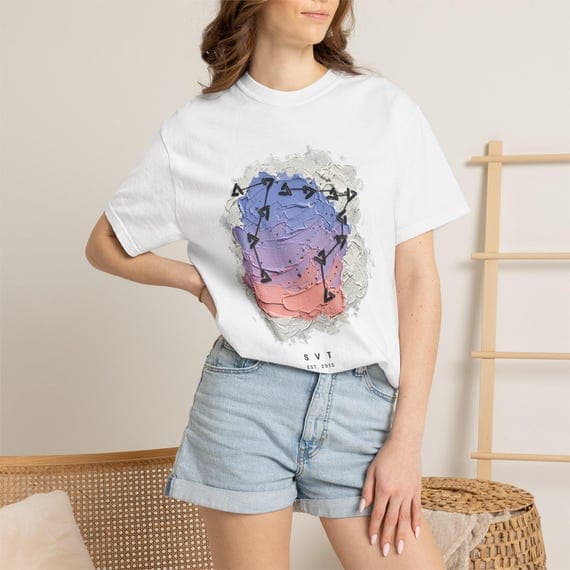 Pastel constellation tee in garment-dyed cotton