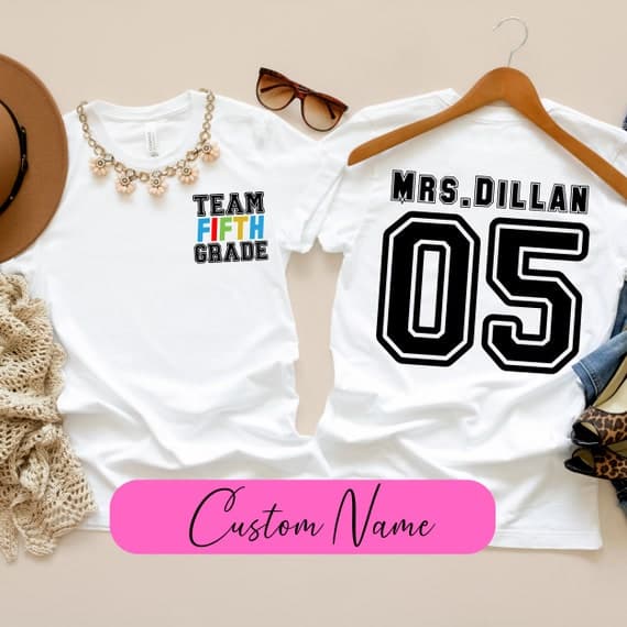 Personalized Fifth Grade Teacher T-Shirt