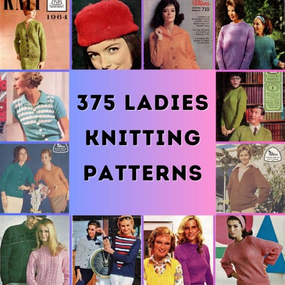 Vintage Knitting Patterns Digital Bundle