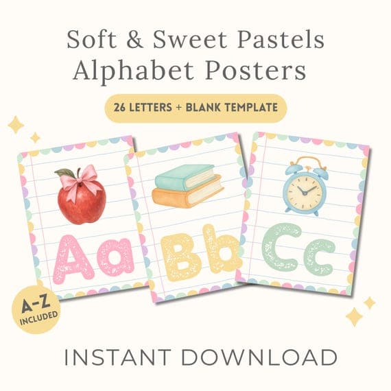 Watercolor Alphabet Posters A–Z