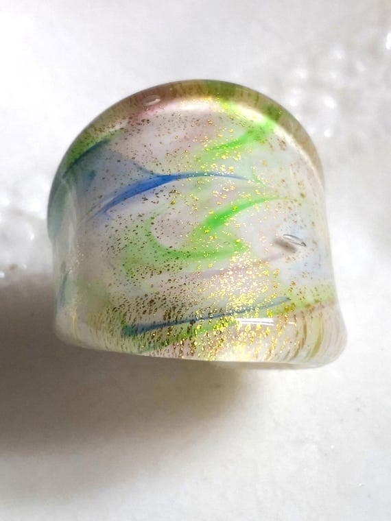 Pink Murano Glass Ring with 24k Gold Foil