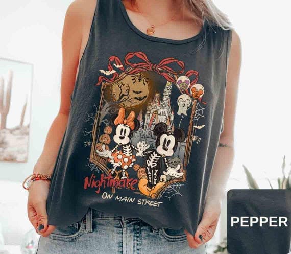 Comfort Color Tank Top Mickey Minnie Nightmare On Main Street, Disneyland Tank Top, Disneyworld Halloween Tank Top, WDW Halloween Tank Top