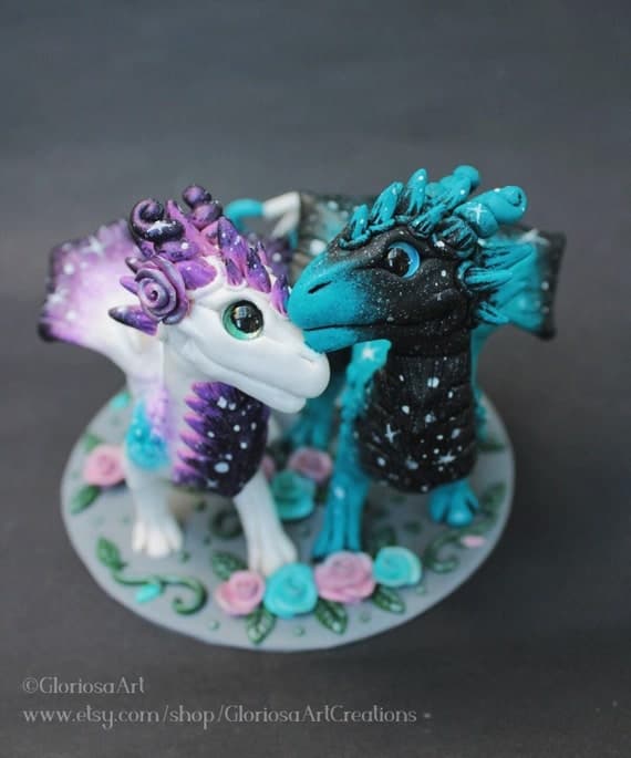 Fantasy Dragon Wedding Cake Topper