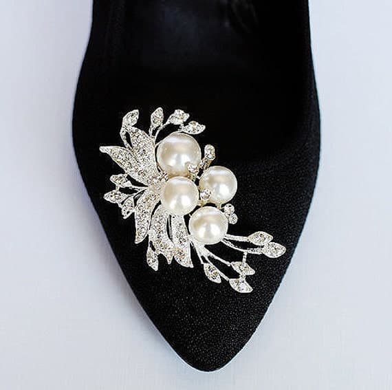 Pearl and Rhinestone Bridal Shoe Clips
