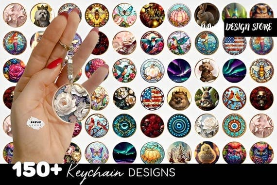 Round Keychain PNG Design Bundle