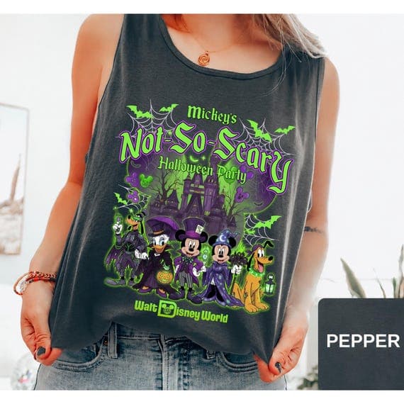 Comfort Colors Mickey's Not So Scary Disney Halloween Tank Top, 2026 Disney Halloween Family Tank Top, Mickey's Not So Scary Halloween Party