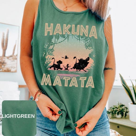 Comfort Color Vintage Hakuna Matata Tank Top, Lion King Animal Kingdom Tank Top, Disney Trip Tank Top, Walt Disney World Vacation Tank Top