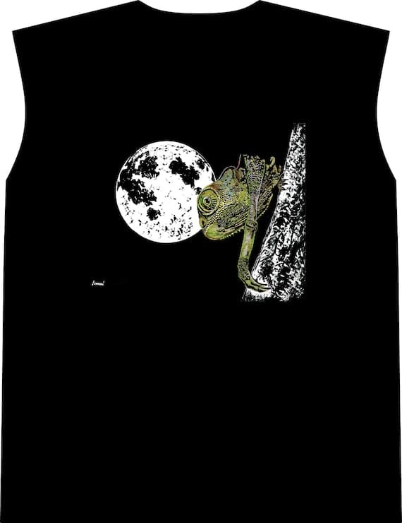 Compression Tank Top Chameleon lizard Shirt Graphic Animal Tee Athletic Wear Black Sleeveless Workout Clothing Men Gift Running Apparel