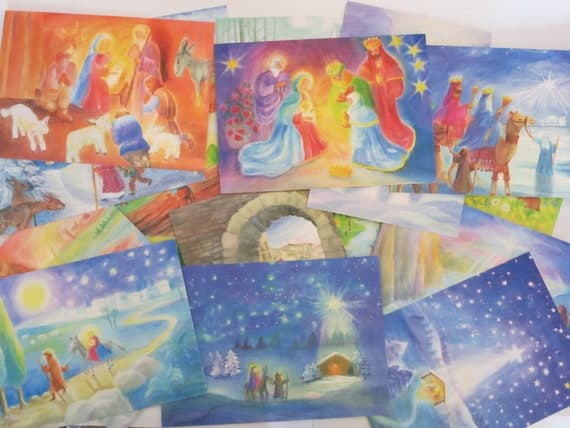Seasonal Postcard Set with Nature Motifs