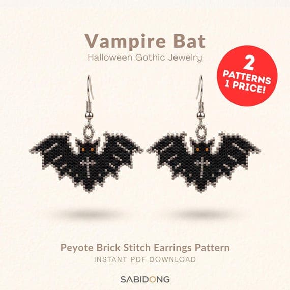 Vampire Bat Beadwork Pattern for Gothic Jewelry