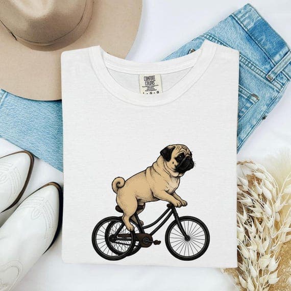 Pug Biker Graphic T-shirt
