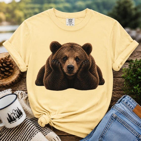 Brown bear graphic tee in soft cotton
