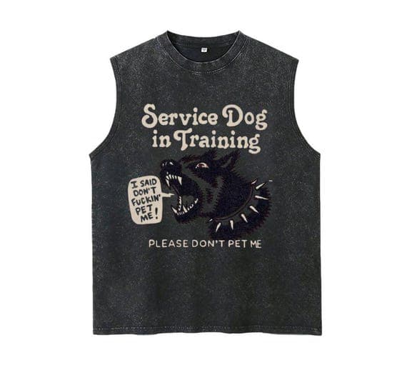 Service Dog Is Training Tank Top, Dog Lover Shirt, Dog Trainer Tee, Grunge Streetwear Gift, Edgy Animal Graphic Tank Top