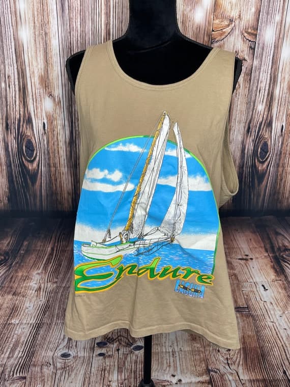 Vintage Laguna Ensure Sailboat Boat Tank top Mens size Large nautical