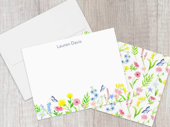 Wildflower Personalized Note Card Set