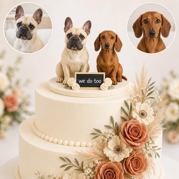 Custom polymer clay pet cake topper