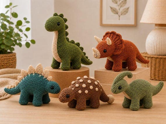 Botanical Dinosaur Crochet Pattern PDF