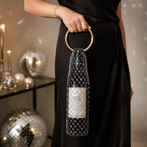 Sparkling Beaded Wine Bottle Bag
