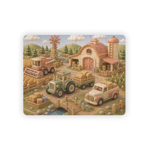 Vintage Farm Scene Kids' Puzzle